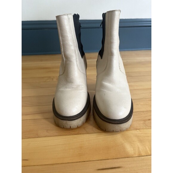 Free People James Chelsea Ankle Boot Women’s Sz 36.5‎ White Leather Side Zip - Picture 1 of 8